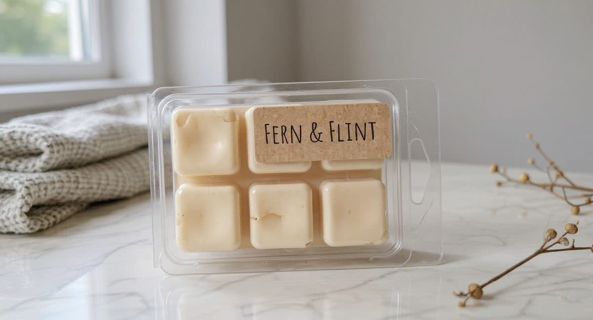 Fern & Flint, Botanical candle scene ringed with dried citrus and herbs on warm cream