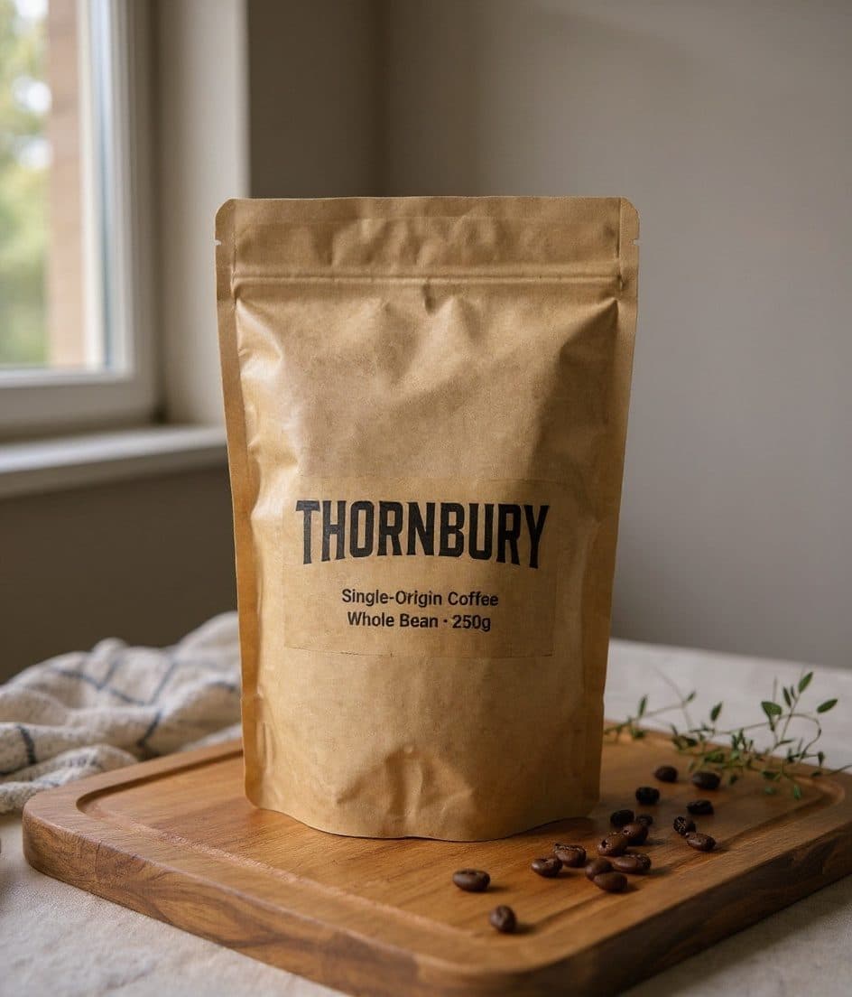 Thornbury, Artisan food product styled with fresh ingredients in warm kitchen light